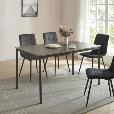 Abbildung von en.casa Esstisch, »Lindesberg« für 6 Personen 140 x 80 cm Stahlbeine Grau