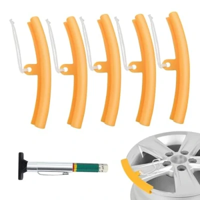 Abbildung von 5 Stück Montagehilfe Rad Felgenkantenschutz Reifen Felgenschutz Reifenwechselwerkzeug für Auto Motorrad Fahrrad(Orange)