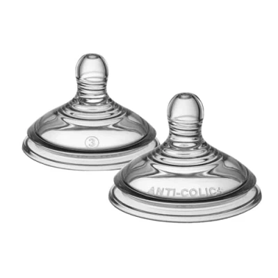 Abbildung von Tommee Tippee Babyflaschensauger, Advanced Anti Kolik Flaschensauger, brustähnlich, weiches Silikon, schneller Durchfluss, 6+ M., Zubehör, 2er Pack