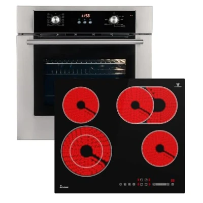 Abbildung von KKT KOLBE Backofen Set und Kochfeld SET8810CH59RL, mit 2 fach Teleskopauszug, Herdset / Heißluft Einbaubackofen Timer Kochmulde