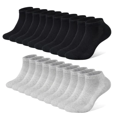 Abbildung von FALARY Socken Sneaker Damen 39 42 Herren Sportsocken 10Paar Atmungsaktives Laufsocken Baumwollsocken Kurze Halbsocken Schwarz Grau