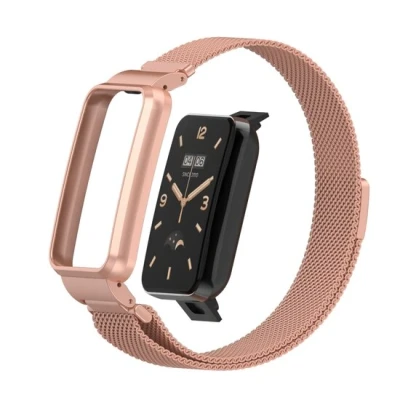 Abbildung von Milanaise Loop mit Hülle Rose gold Xiaomi Smart Band 7 Pro