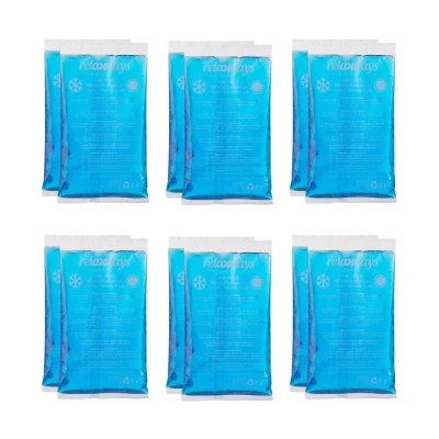 Abbildung von Relaxdays Kühlpads, 12er Set, Kalt Warm Kompressen, 15 x 8 cm, Erste Hilfe, Wiederverwendbare Gelkühlkompressen, blau