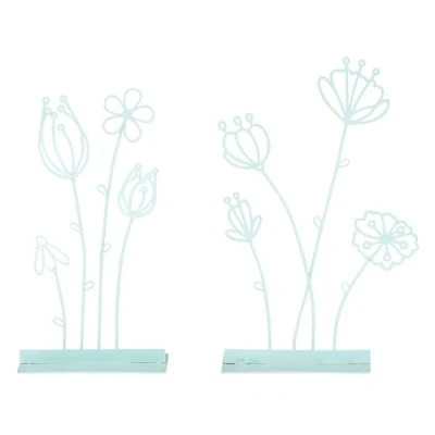 Abbildung von levandeo 2er Set Metall Blume H18cm Pastell Grün Deko Aufsteller Tischdeko Boho Vintage Frühling Figur Wohndeko
