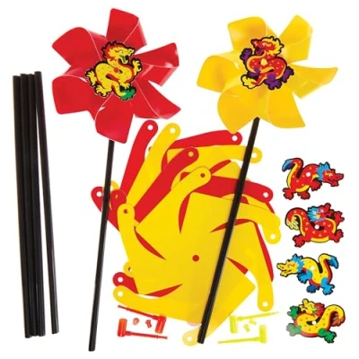 Abbildung von Baker Ross FX919 Chinesisches Neujahr Windmühlen Sets Packung mit 6, Kinder Bastelsets