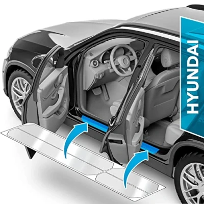 Abbildung von uProtect Auto Einstiegsleisten Schutz für Hyundai Kona 2 (II) SX2 I 2023 2025 Schutzfolie Autotür Zubehör Zierleisten Lackschutzfolie Transparent