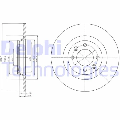Abbildung von DELPHI BG4322 Bremsscheibe 290 12 4 voll geölt unbehandelt ohne Radlager, ABS Sensorring PEUGEOT: 308 I Schrägheck, SW, 3008