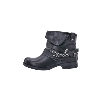 Abbildung von Elara Damen Biker Boots Nieten Stiefeletten Chunkyrayan 344 Black 39