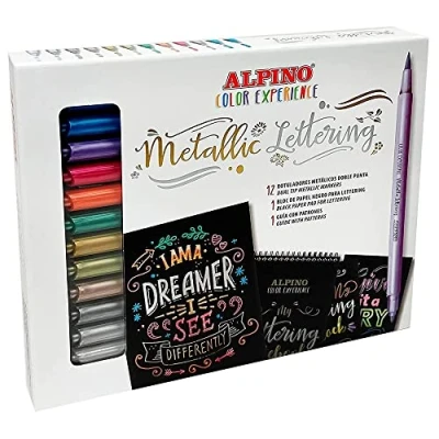 Abbildung von Alpino Color Experience Metallic Lettering Kit Pens Double Tip Markers for and Calligraphy Printing