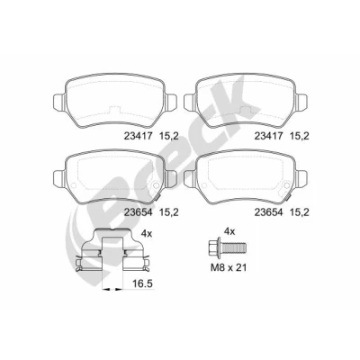 Abbildung von BRECK 23417 00 704 10 Bremsbelagsatz mit akustischer Verschleißwarnung Zubehör OPEL: Astra H GTC, Caravan, Zafira B