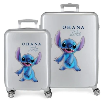 Abbildung von Disney 100 Stitch Kofferset, Grau, 55/70 cm, starres ABS, integrierter TSA Verschluss, 81 l, 6 kg, 4 Doppelrollen, Handgepäck