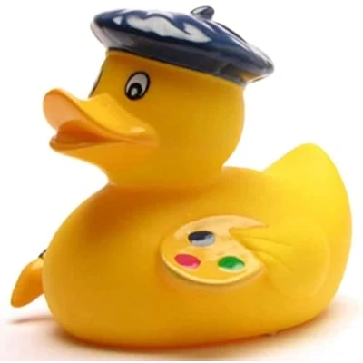 Abbildung von Duckshop I Badeente Maler Quietscheente L: 7,5 cm inkl. Badeenten Schlüsselanhänger im Set