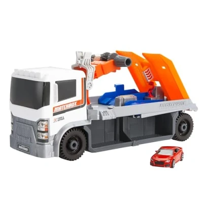 Abbildung von Matchbox Spielzeugauto und Spielset, Action Drivers Abschlepp Reparaturfahrzeug mit im Maßstab 1:64, Audi TT RS Coupé, funktionierender Kran Diagnosegerät, HRY43