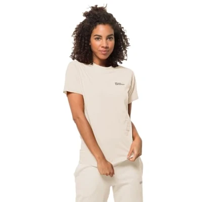 Abbildung von Jack Wolfskin Damen Essential W T Shirt, Panna Cotta, XL EU