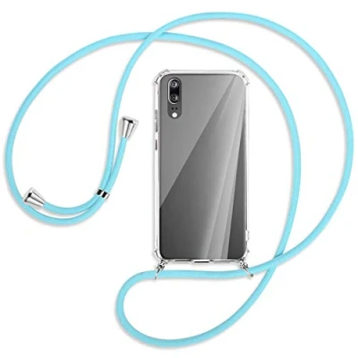 Abbildung von mtb more energy Handykette kompatibel mit Huawei P20 (5.8&#039;&#039;) Himmelblau Smartphone Hülle zum Umhängen Anti Shock Full TPU Case