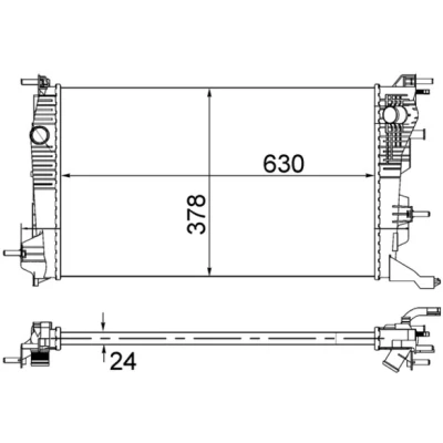 Abbildung von MAHLE ORIGINAL CR 840 001S Kühler, Motorkühlung 828 378 24 Kühlrippen mechanisch gefügt RENAULT: MEGANE 3 Schrägheck, SCENIC 3, Grandtour