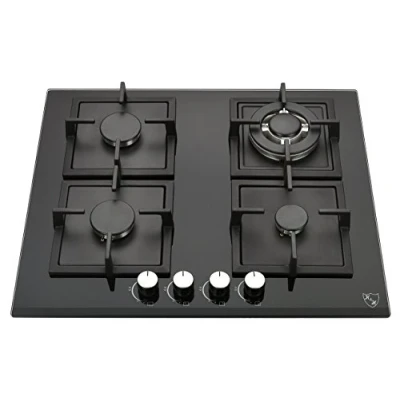 Abbildung von K&amp;H 4 Zonen Glas Gaskochfeld 60cm Wok Brenner Erdgas Autark Eigebaut mit Thermoelement Flammenaustrittssystem 4Z KHG
