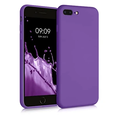 Abbildung von kwmobile Hülle kompatibel mit Apple iPhone 7 Plus/iPhone 8 Plus gummierte TPU Silikon Handyhülle Schutzhülle für kabelloses Laden Case in Orchidee Lila