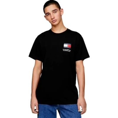 Abbildung von Tommy Jeans SLIM Essential FLAG TEE Tshirt print, Herren, Größe: XXL, Black