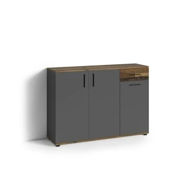 Abbildung von möbelando Kommode &gt;Jakob&lt; in Anthrazit/Old Wood Optik 110 x 83,5 35,5 cm (BxHxT)