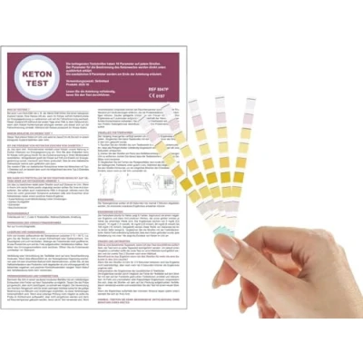 Abbildung von One+Step Premium Ketone Teststreifen 5 Stück I Zusätzliche Kontrolle von pH und Glukose Keto Test Stoffwechselkontrolle für Ketose Keton mit Referenzfarbkarte