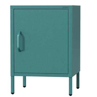 Abbildung von Jan Nowak Nachttisch Industrial MIA Nachtschrank Glitzernd mit Tür für Schlafzimmer, Kinderzimmer Stahlschrank Abschliessbar, Nachtkasten Klein Loft Stil 42,4 x 59,5 40 cm Marine