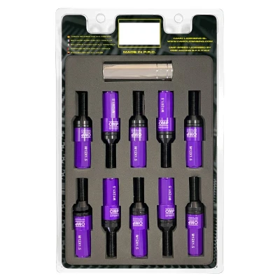 Abbildung von Omp Speed Schraubenset Performance mit Aluminiumschutz M12X1.5 Hex 17 19, L 28 mm, Lila Aluminium 7075+DIN 12.9, 20+1 pro Box