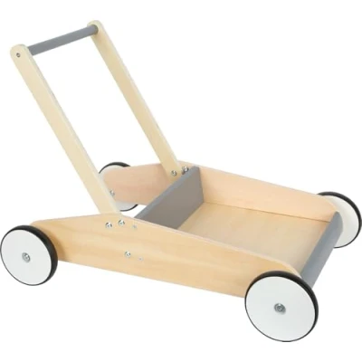 Abbildung von small foot Lauflernwagen Schiefergrau, robuster Schiebewagen aus Holz, mit großer Ladefläche, ab 12 Monaten, 12550