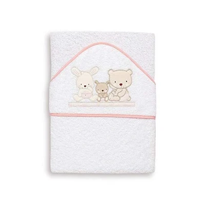 Abbildung von Interbaby 01080 12 Baby Kapuzenbadetuch LOVE, weiss e rosa, Rosa
