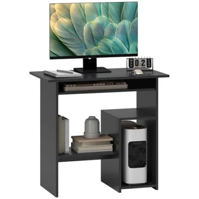 Abbildung von HOMCOM Computertisch, Schreibtisch, Bürotisch, Gamingtisch, Kinderschreibtisch PC Tisch, Schwarz, 80 x 45 75 cm