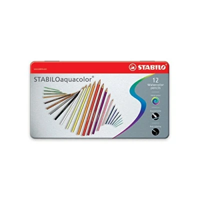 Abbildung von 5 x Stabilo Aquarell Buntstift Stabiloaquacolor Metalletui mit 12 Stif