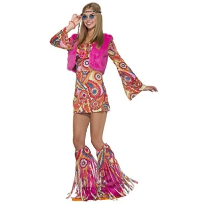 Abbildung von Forum Novelties Female Hippie Für Immer Kostüm Adult Sized Costumes, Mehrfarbig, UK Größe 10 12