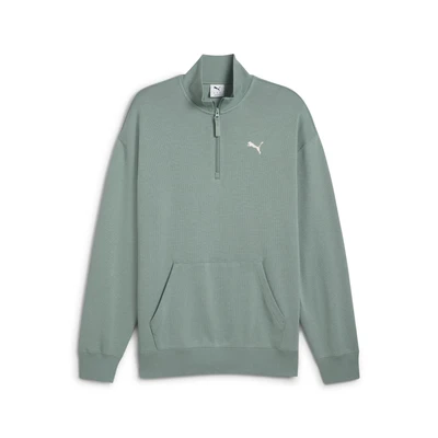 Abbildung von Puma Wardrobe ESS Relaxed Rundhalsshirt MIT Halblangem Reissverschluss Sweatshirt, Herren, Größe: Large, Green moon