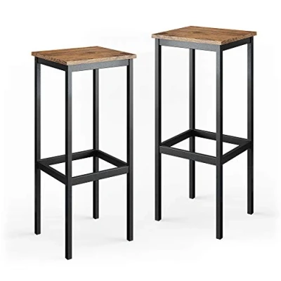 Abbildung von Vicco Barhocker Fyrk, Eiche rustikal/Schwarz, 32 x 78 cm 2 Teile (2 er Set), mit Fussstütze