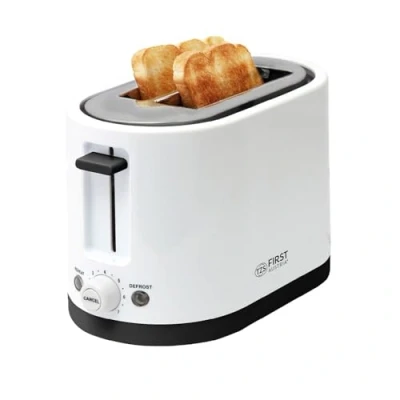 Abbildung von TZS FIRST AUSTRIA Toaster Doppel Kurzschlitz Toaster, 2 Scheiben, weiß, 750W, 7 Stufen, für Warmhalte und Auftaufunktion, inkl. Krümelschale