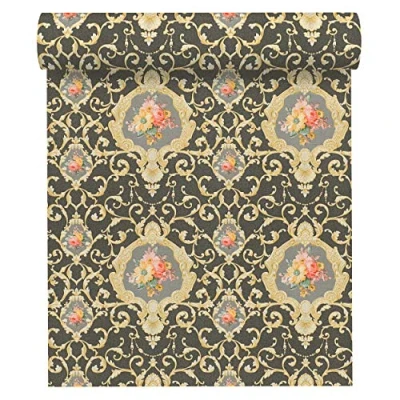 Abbildung von living walls Vliestapete &quot;Château 5 barock&quot;, floral ornamental gemustert mehrfarbig, Tapete Barock Metallic Tapeten Wohnzimmer Schlafzimmer Küche Design