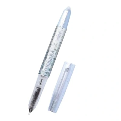 Abbildung von Online magiXX radierbarer Tintenroller Weiß mit Tintenpatrone I Rollerball 0,7mm Strichstärke inkl. 1x Patrone blau Stift für Schule, Uni und Büro thermosensitive Tinte