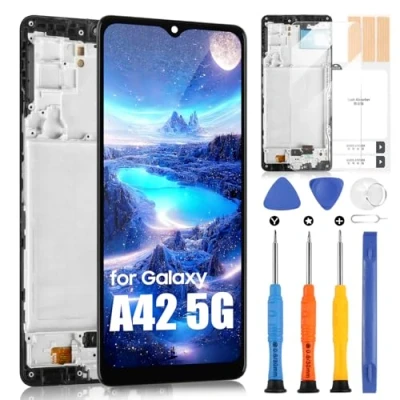 Abbildung von LCD Bildschirm für Samsung Galaxy A42 5G SM A426B Display Touchscreen Digitizer Full Assembly mit Reparatur Set (Schwarz Rahmen, 6,6 Zoll)