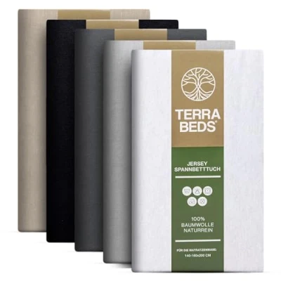 Abbildung von OTTO products Spannbettlaken &quot;Neele GOTS zertifiziert, nachhaltiges Material, Bio Baumwolle, Premium Qualität, 100% Bettlaken aus Single Jersey, mit Gummizug&quot;, (1 St.)