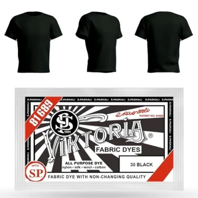 Abbildung von VIKTORIA Textilfarbe waschmaschinenfest (59 FARBEN) Stofffarbe, färbemittel textilien, Stofffarben waschfest, textil farbe, kleidung färben (30 Schwarz, 1er Pack)