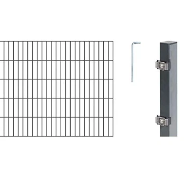 Abbildung von Alberts 650735 Doppelstabmattenzaun als 22 tlg. Zaun Komplettset verschiedene Längen und Höhen anthrazit Höhe 100 cm Länge 20 m