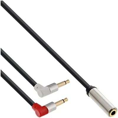 Abbildung von InLine 99251 Slim Audio Kopfhörer Flugzeug Adapterkabel, 2x 3,5mm Klinke ST an BU 3pol., 0,15m