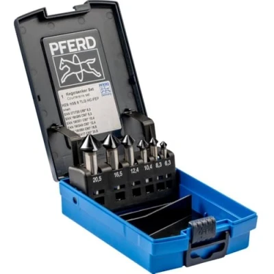 Abbildung von PFERD HSS Kegel /Entgratsenker Set, 6 tlg. 90, Ø 6,3 20,5 mm, DIN 335 C, HICOAT 25202160 zum Versenken von 90 Schrauben