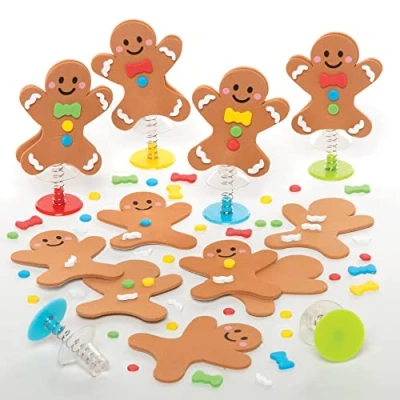 Abbildung von Baker Ross FE934 Lebkuchen Hüpfspielzeug Bastelset für Kinder 8er Pack, Kindergeburtstags Mitgebsel, Kleine Partytüten Geschenke, Adventskalender Geschenke