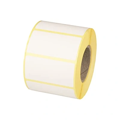 Abbildung von MDlabels weiße Thermo etiketten auf Rolle 60x30 mm 1000 Stück permanent haftend, für Barcode, Klebeetiketten zur Beschriftung Thermische