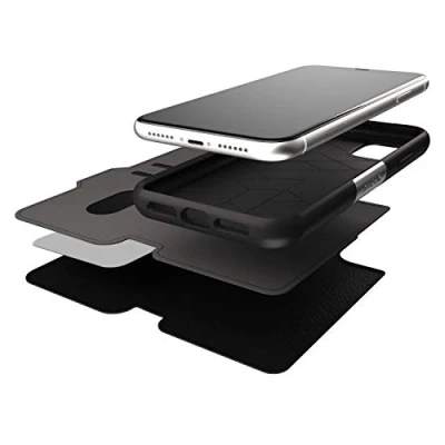 Abbildung von OtterBox Strada Hülle für iPhone 11, stoßfest, sturzsicher,Premium Lederfolio mit zwei Kartenhaltern, 3x getestet nach Militärstandard, Schwarz, Keine Einzelhandelsverpackung