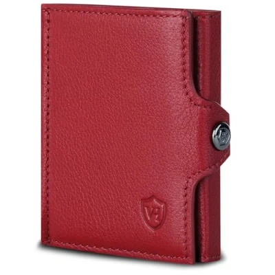 Abbildung von VON HEESEN Slim Wallet mit RFID Schutz Geldbörse Herren klein Mini Geldbeutel Damen Portmonee Kartenetui Echtleder Karten Portemonnaie Leder Kreditkartenetui Rot