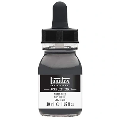 Abbildung von Liquitex 4260505 flüssige Professional Acrylfarben Ink, Tusche, 30 ml, hochpigmentierte Airbrushfarbe, gedämpftes grau