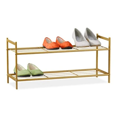 Abbildung von relaxdays Schuhregal mit 2 Ebenen, Gold