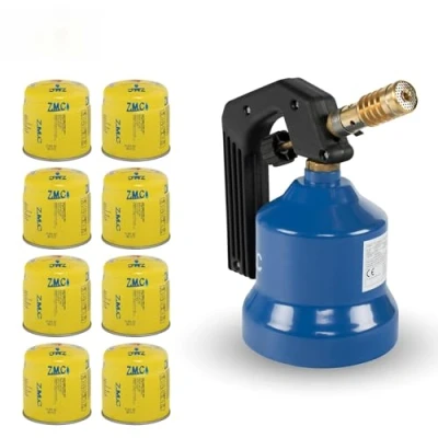 Abbildung von Z.M.C Gasbrenner 2,2 kW + 8 Gaskartuschen 190 g, Flambierbrenner, Bunsenbrenner, Küchenbrenner mit einstellbarer Flamme, Brenneraufsatz für Camping, Lötbrenner, Lötlampe zum Weich oder Hartlöten